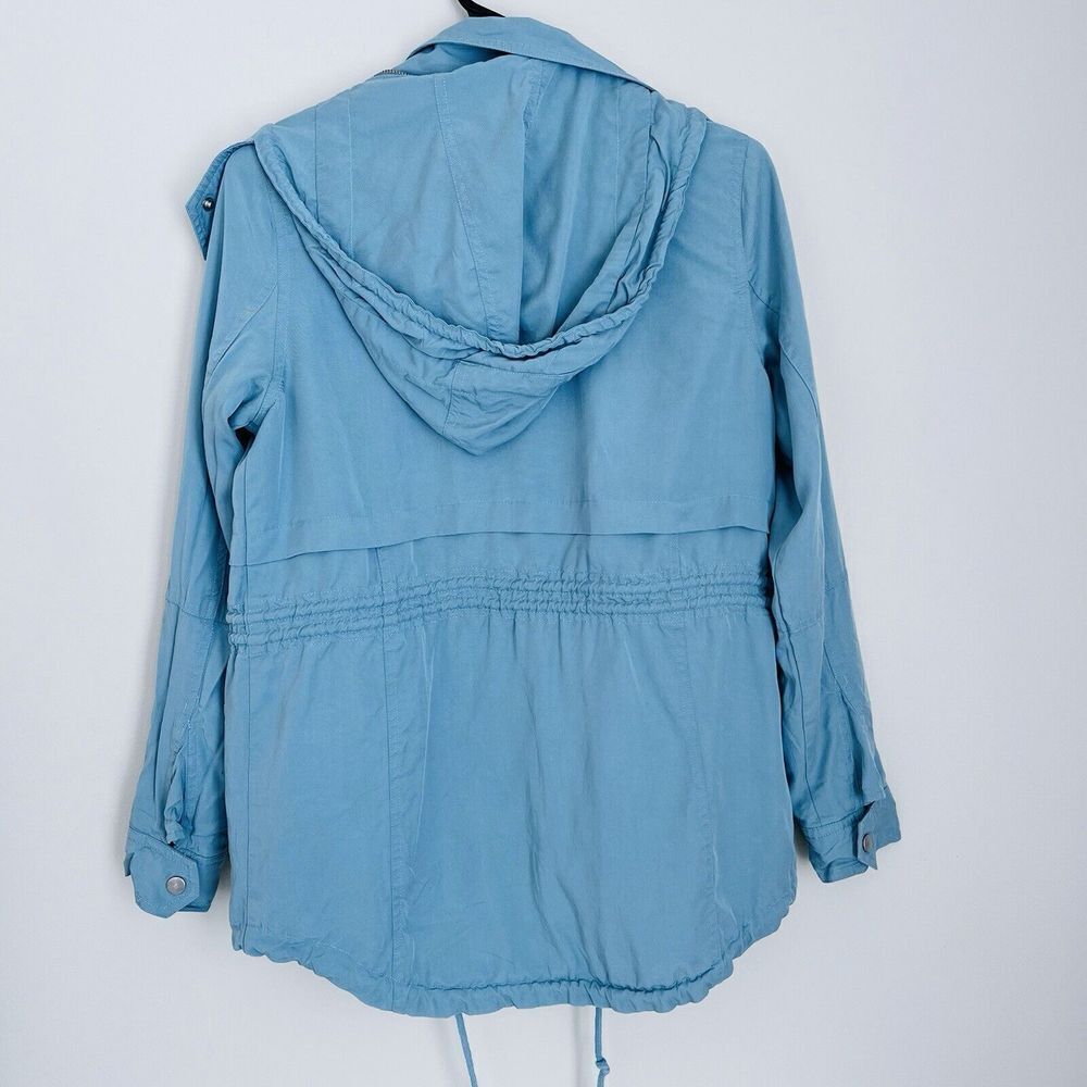 MARKET & SPRUCE Hooded 2 Pocket Cargo Rain Utility Jacket Zip Snap Women Small - Picture 9 of 14